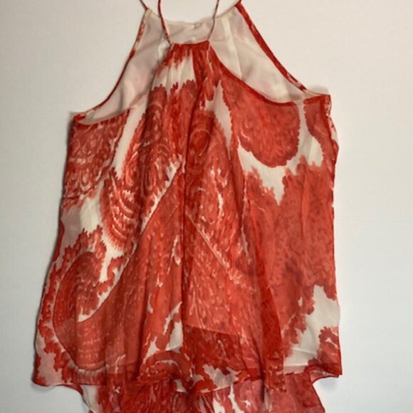 Milly Red/Orange Flowy Silk Top - Picture 4 of 7